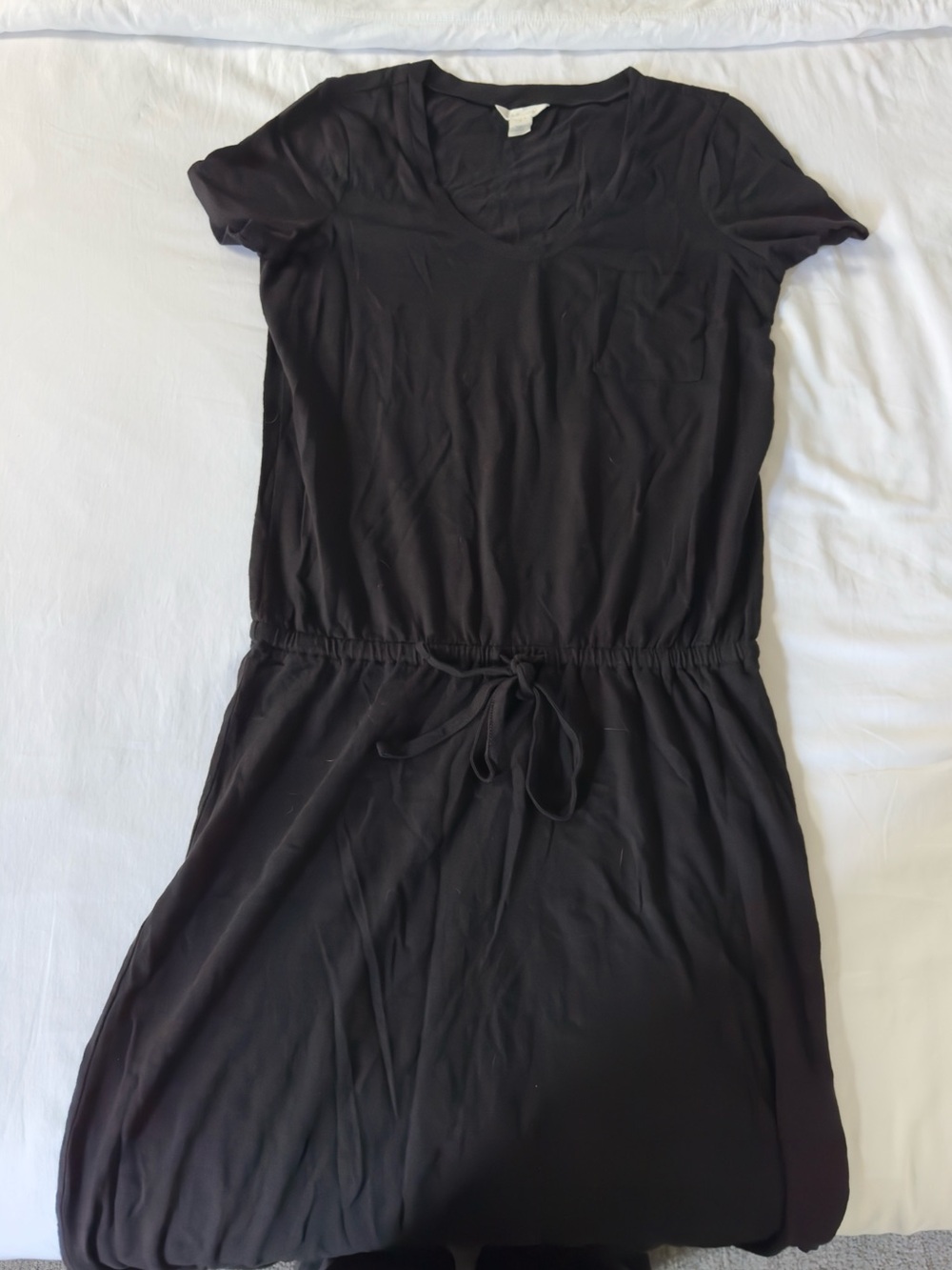 Black maxi dress short sleeve crew neck S